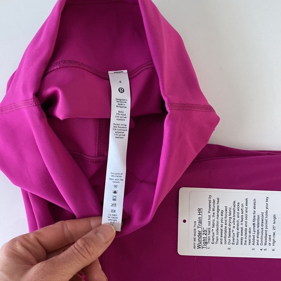 Lululemon Wunder Train HR Tight 25” , size 4, Ripened Raspberry - Picture 8 of 8